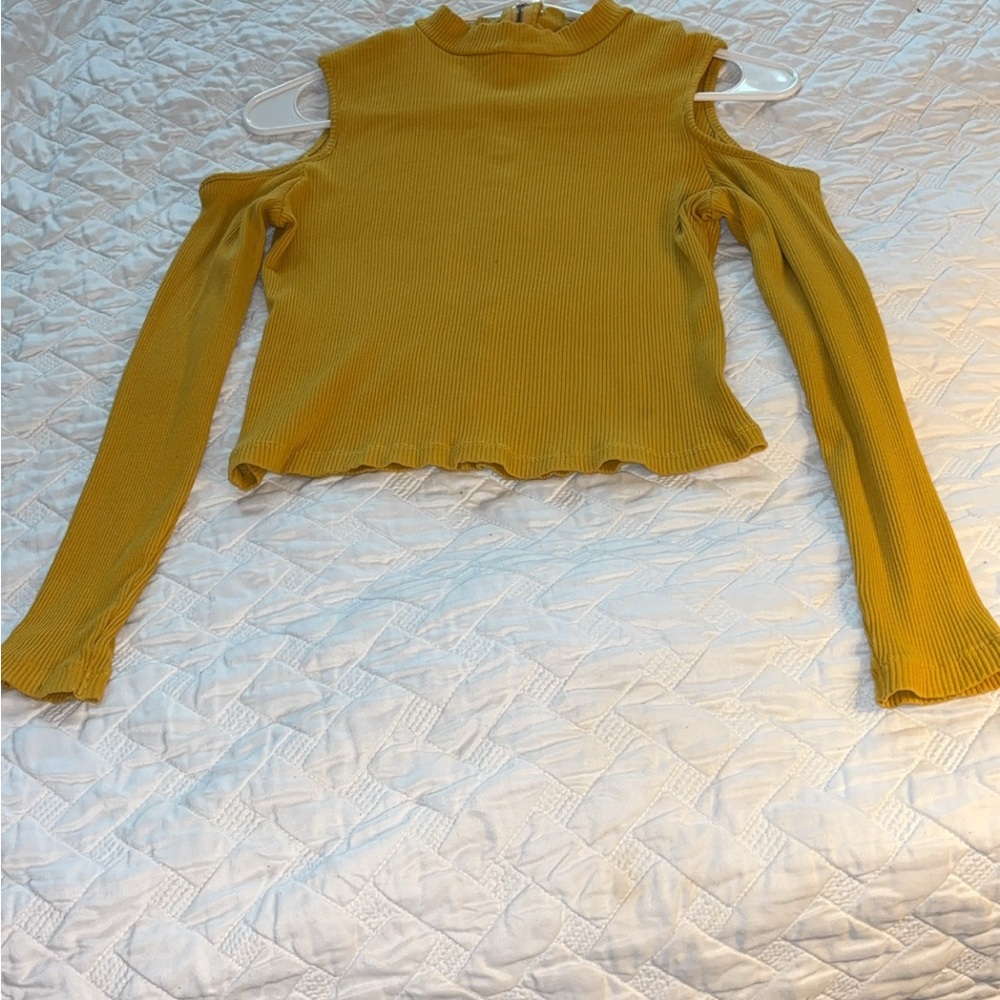 Mustard Yellow Women's Cold Shoulder Top